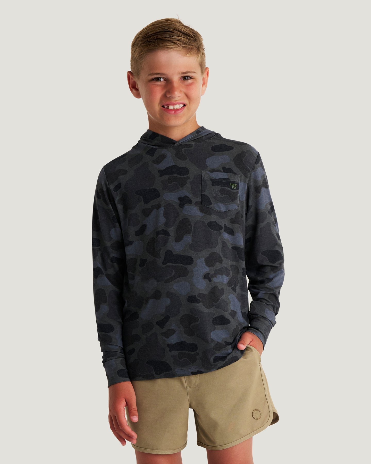 Youth Bamboo Shade Hoodie - Vintage Camo Black