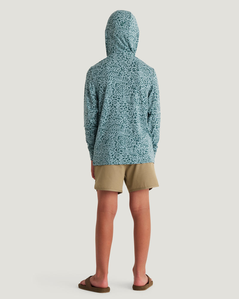 Youth Bamboo Shade Hoodie - Drifter Print Sea Pine