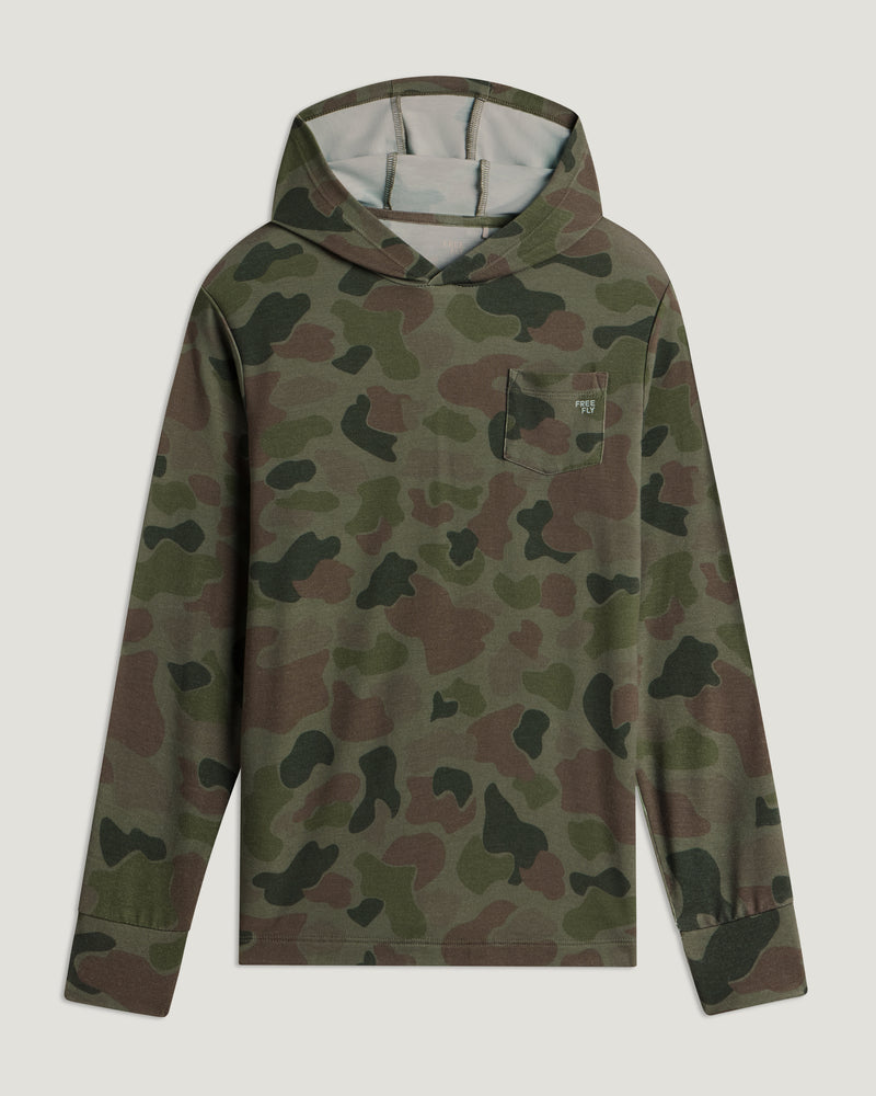Youth Bamboo Shade Hoodie - Vintage Camo Oil Green