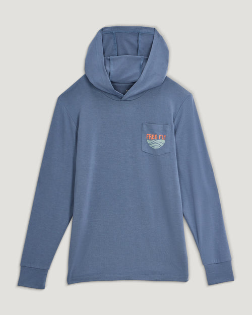 Youth Bamboo Shade Graphic Hoodie - Born To Roam Pacific Blue