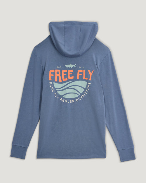 Youth Bamboo Shade Graphic Hoodie - Born To Roam Pacific Blue