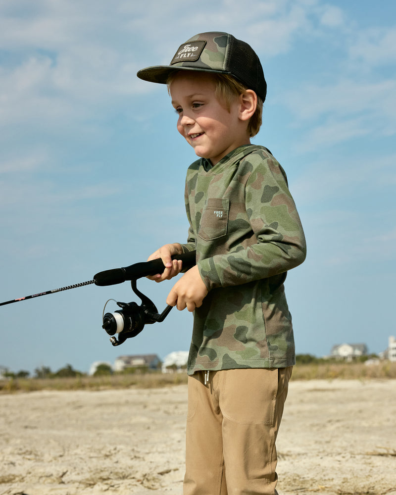 Toddler Bamboo Shade Hoodie - Vintage Camo Oil Green