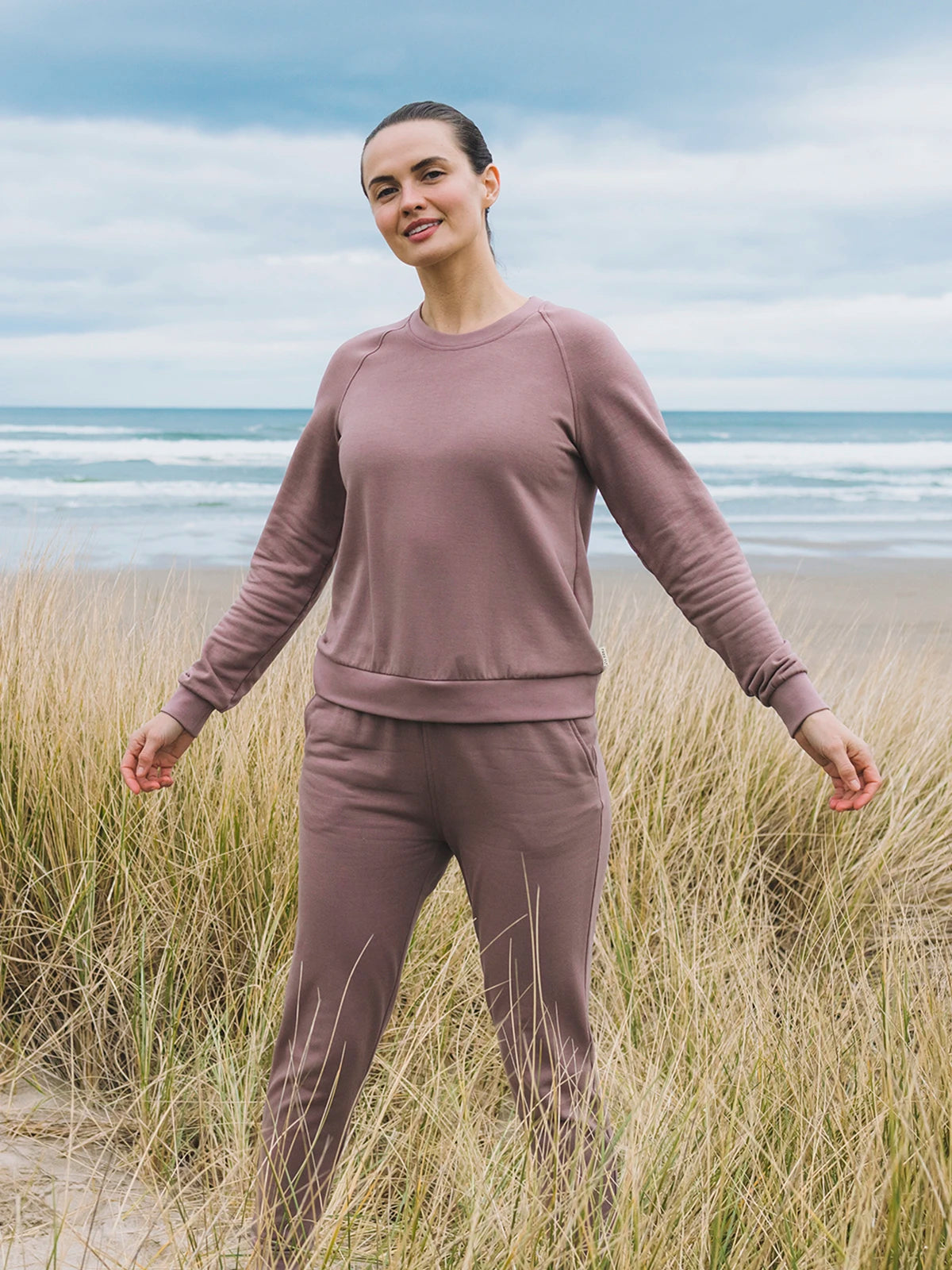 Women's Bamboo Lightweight Fleece Crew - Light Heather Grey