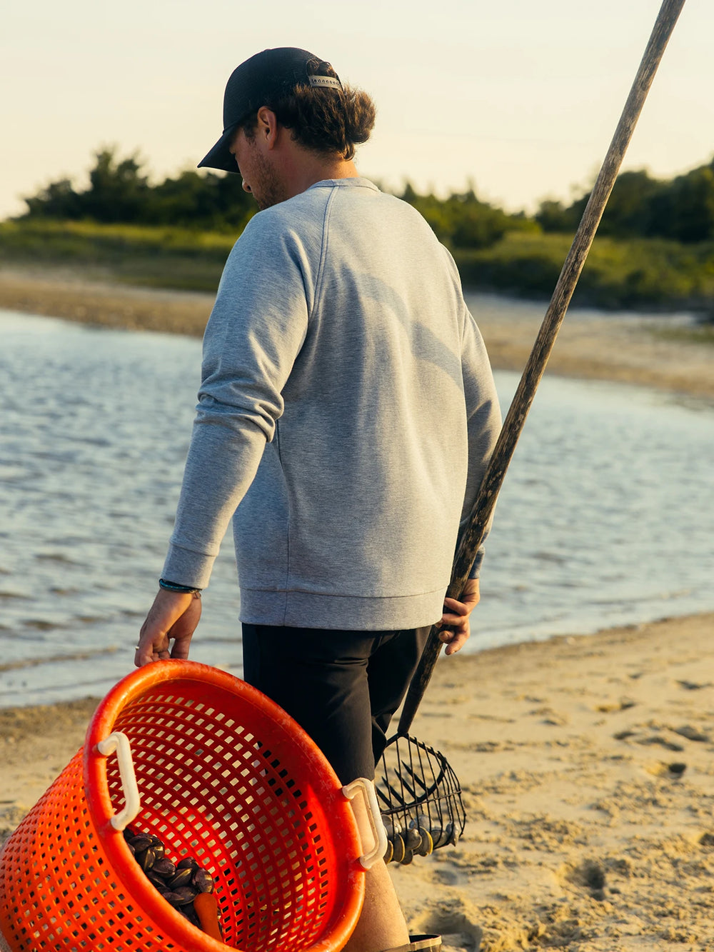 Men's Bamboo Lightweight Fleece Crew - Heather Grey image