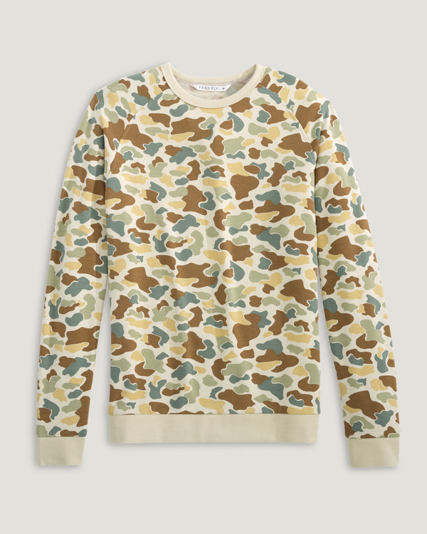 Men's Bamboo Lightweight Fleece Crew - Vintage Camo