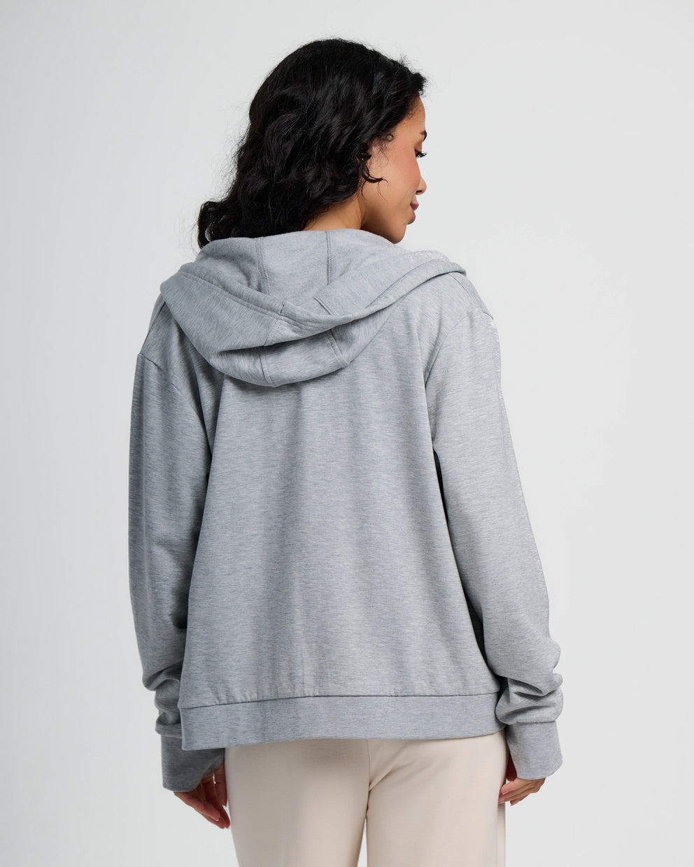 Women's Bamboo Lightweight Fleece Zip Hoodie - Light Heather Grey