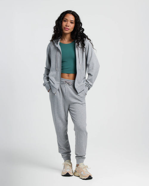 Women's Bamboo Lightweight Fleece Zip Hoodie - Light Heather Grey