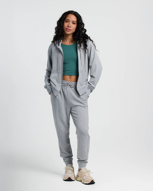 Women's Bamboo Lightweight Fleece Zip Hoodie - Light Heather Grey