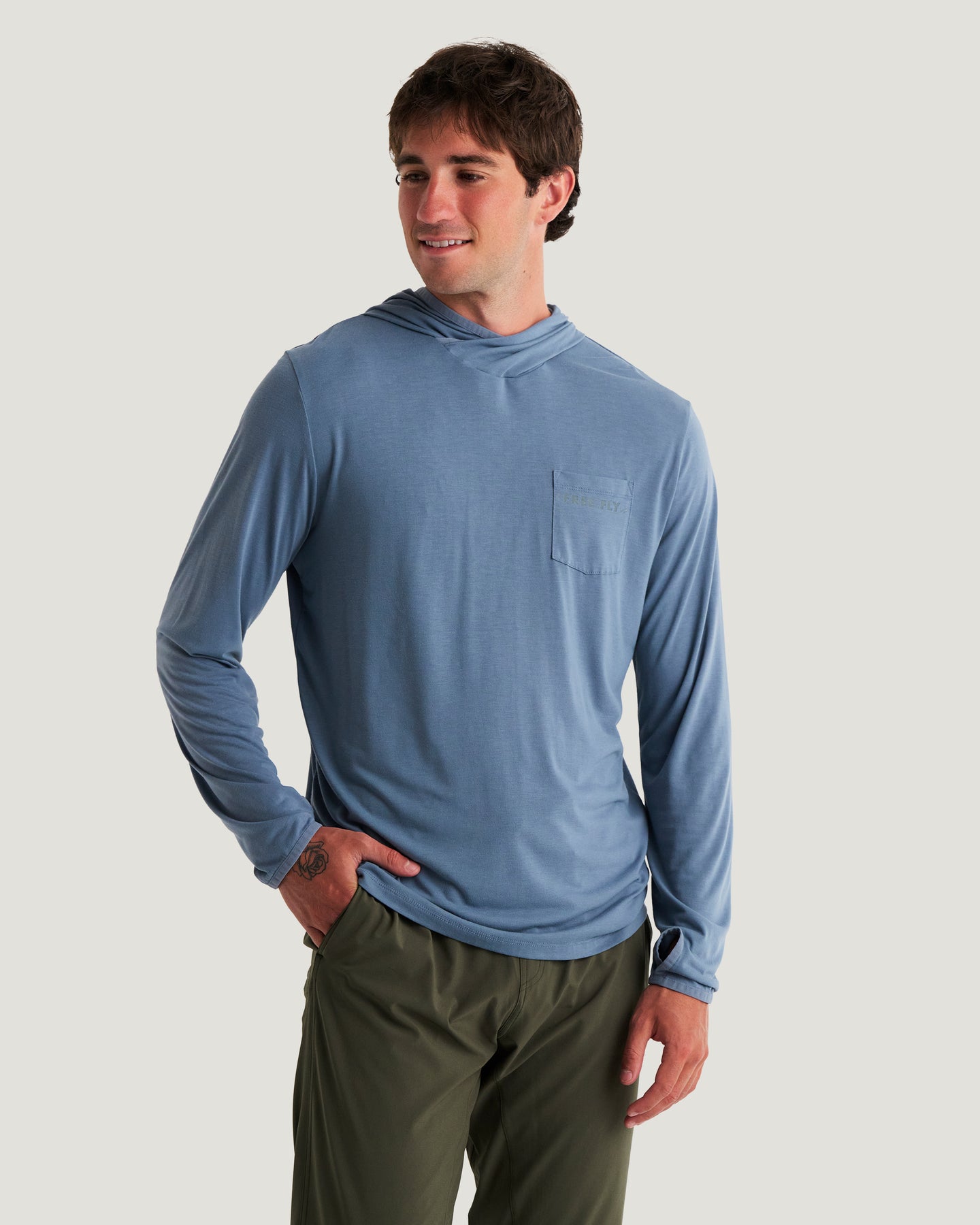 Men's Bamboo Lightweight Hoodie - Pacific Blue