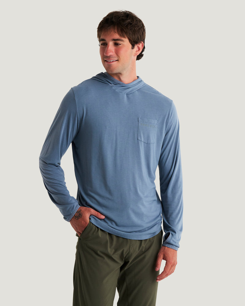 Men's Bamboo Lightweight Hoodie - Pacific Blue