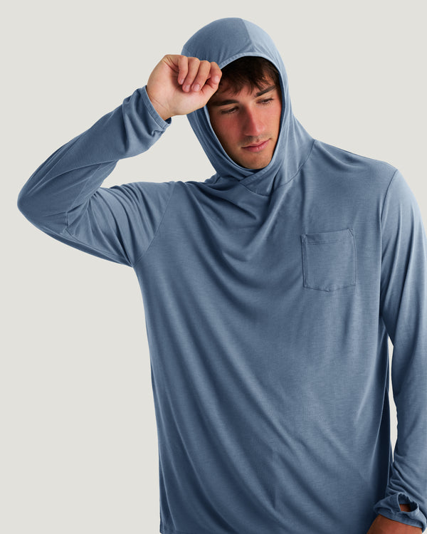 Men's Bamboo Lightweight Hoodie - Pacific Blue