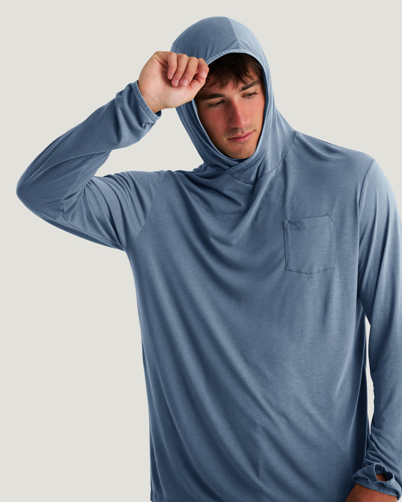 Men's Bamboo Lightweight Hoodie - Pacific Blue