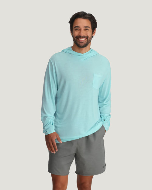 Men's Bamboo Lightweight Hoodie - Bahama Blue