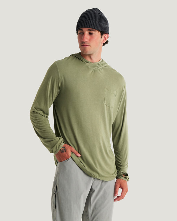 Men's Bamboo Lightweight Hoodie - Oil Green