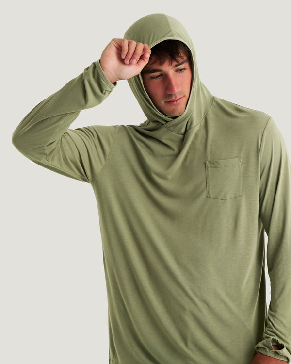 Men's Bamboo Lightweight Hoodie - Oil Green