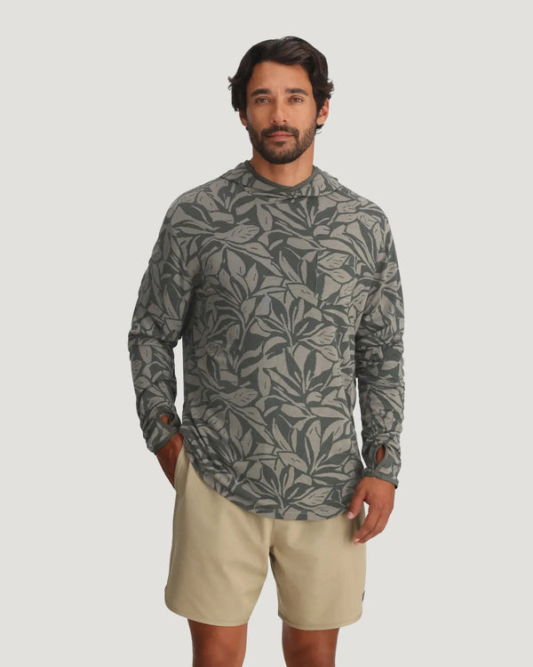 Men's Bamboo Lightweight Hoodie - Canopy Print Dark Forest