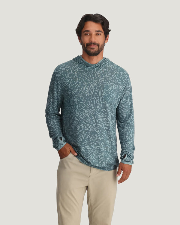 Men's Bamboo Lightweight Hoodie - Tidal Flow Print Stormy Sea