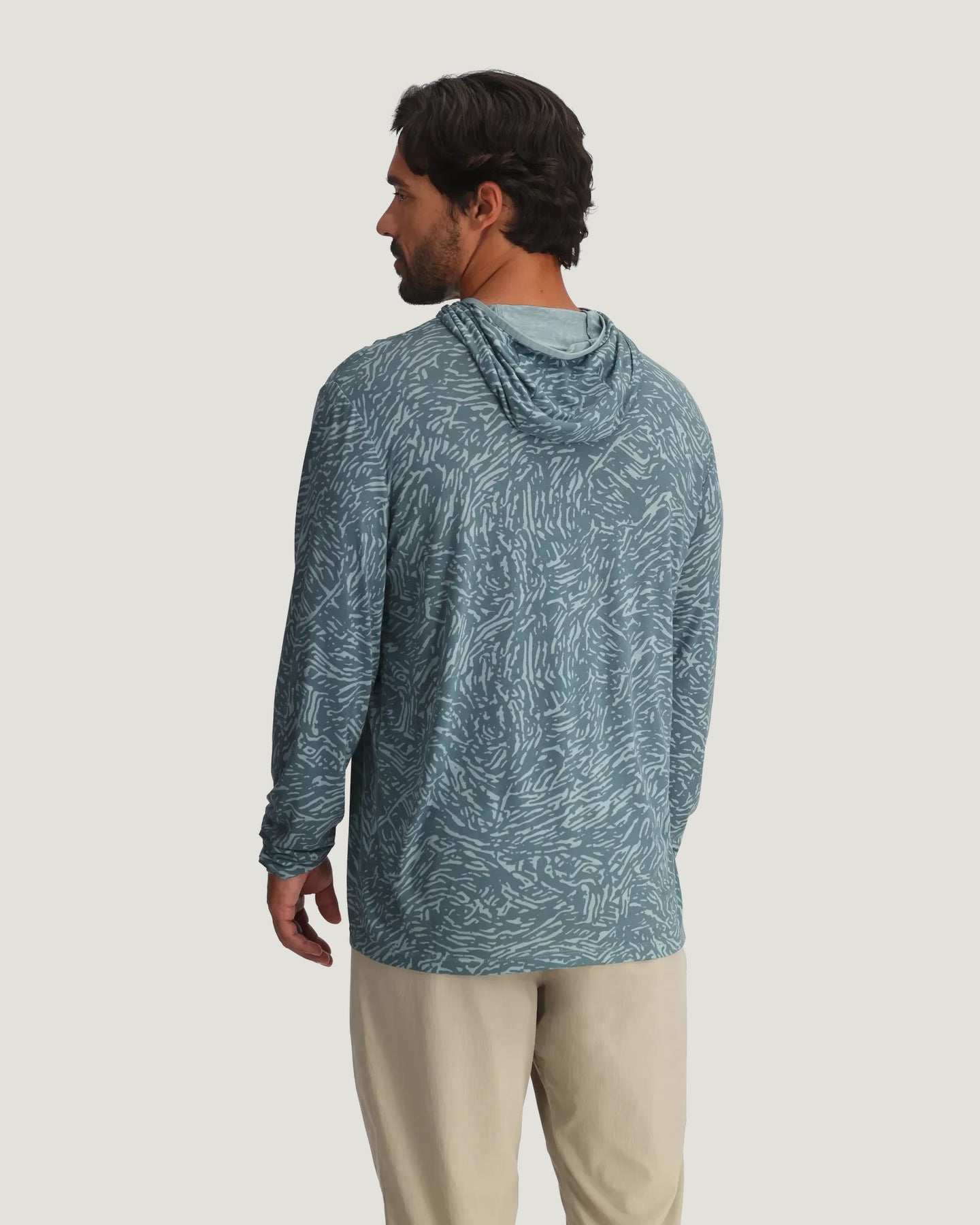 Men's Bamboo Lightweight Hoodie - Tidal Flow Print Stormy Sea