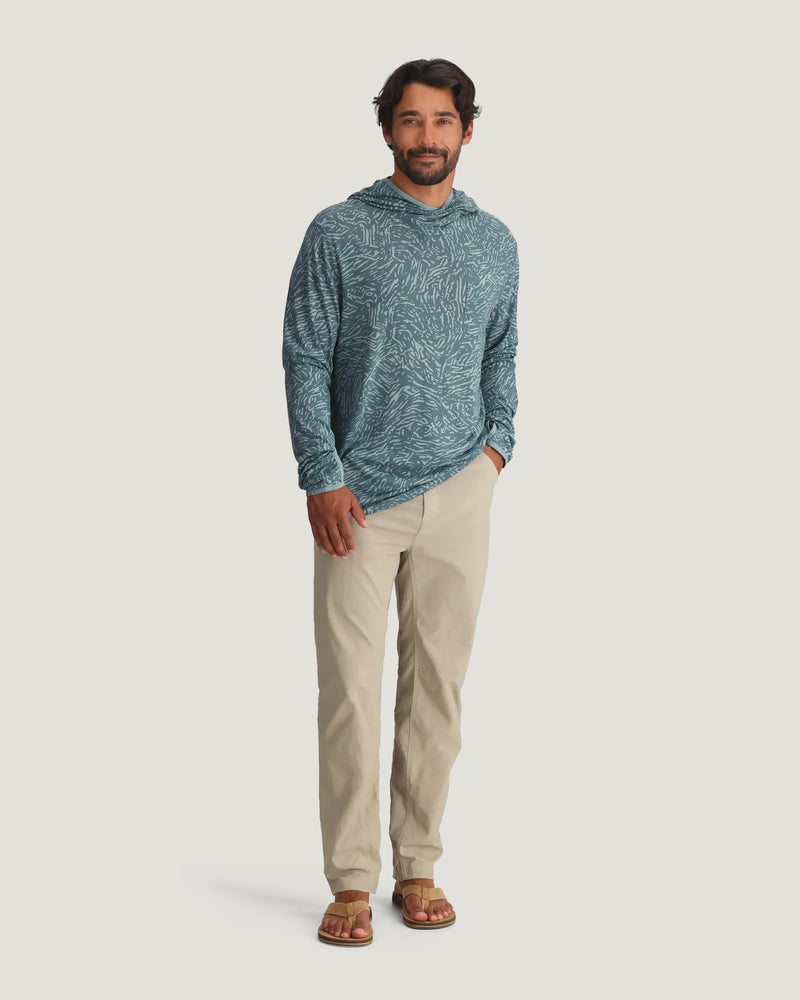 Men's Bamboo Lightweight Hoodie - Tidal Flow Print Stormy Sea