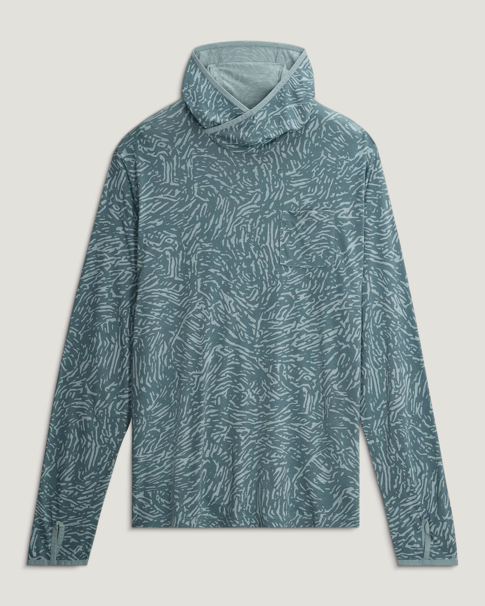 Men's Bamboo Lightweight Hoodie - Tidal Flow Print Stormy Sea