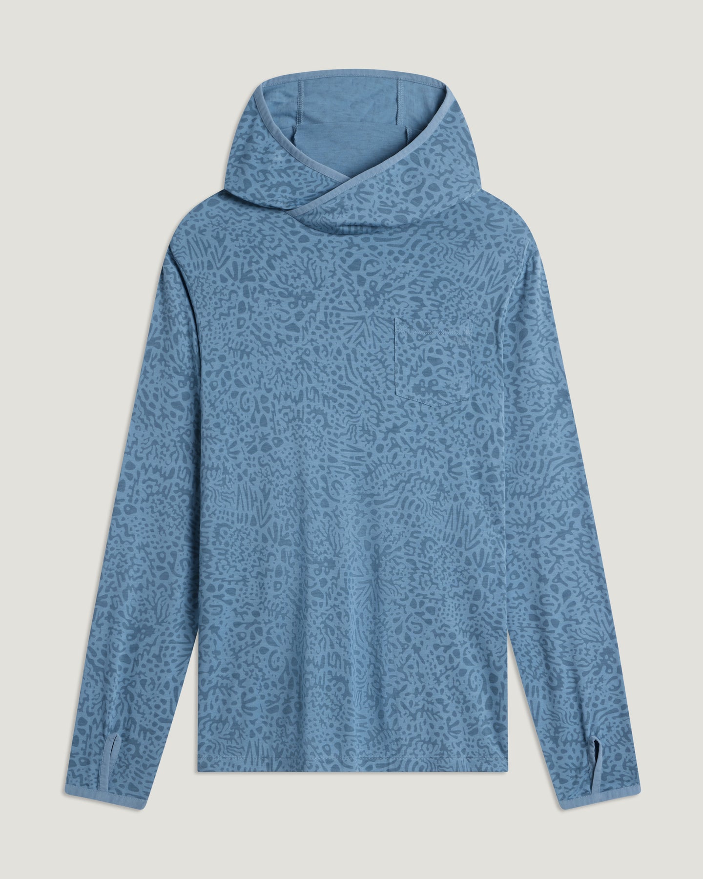 Men's Bamboo Lightweight Hoodie - Drifter Print Windward Blue