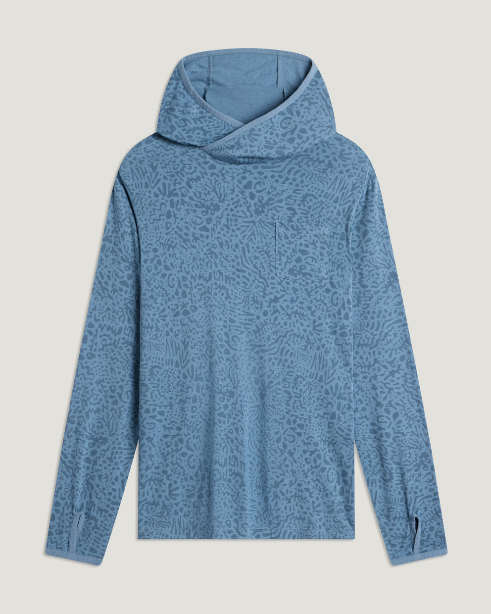 Men's Bamboo Lightweight Hoodie - Drifter Print Windward Blue