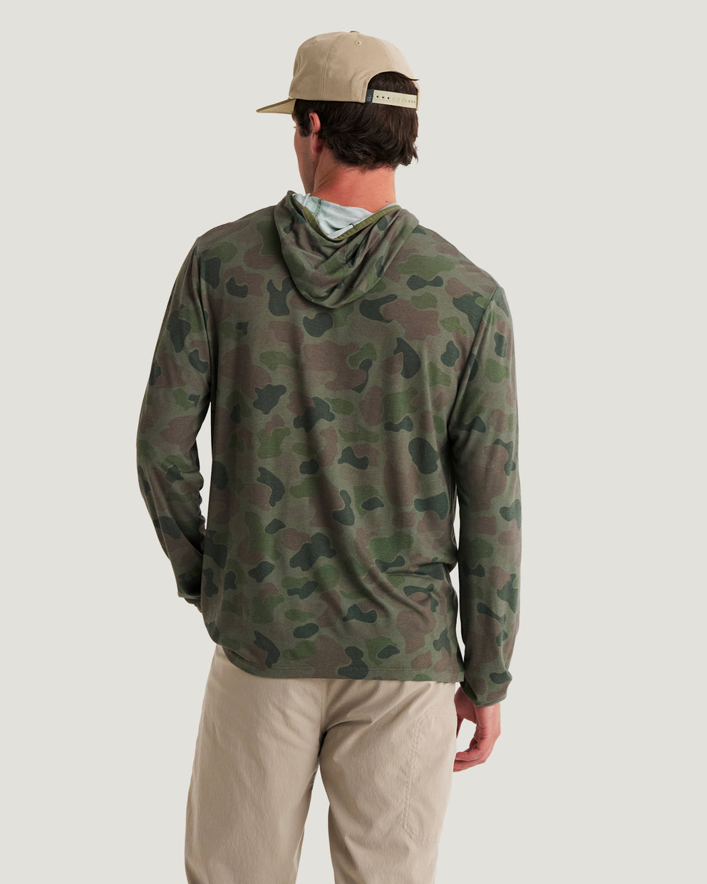 Men's Bamboo Lightweight Hoodie - Vintage Camo Oil Green