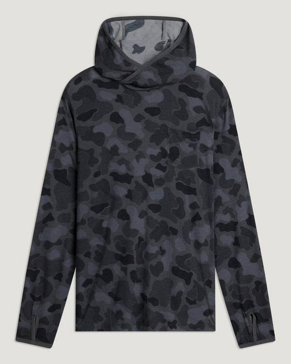 Men's Bamboo Lightweight Hoodie - Vintage Camo Black