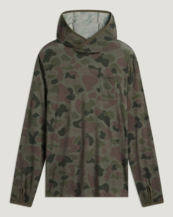 Men's Bamboo Lightweight Hoodie - Vintage Camo Oil Green