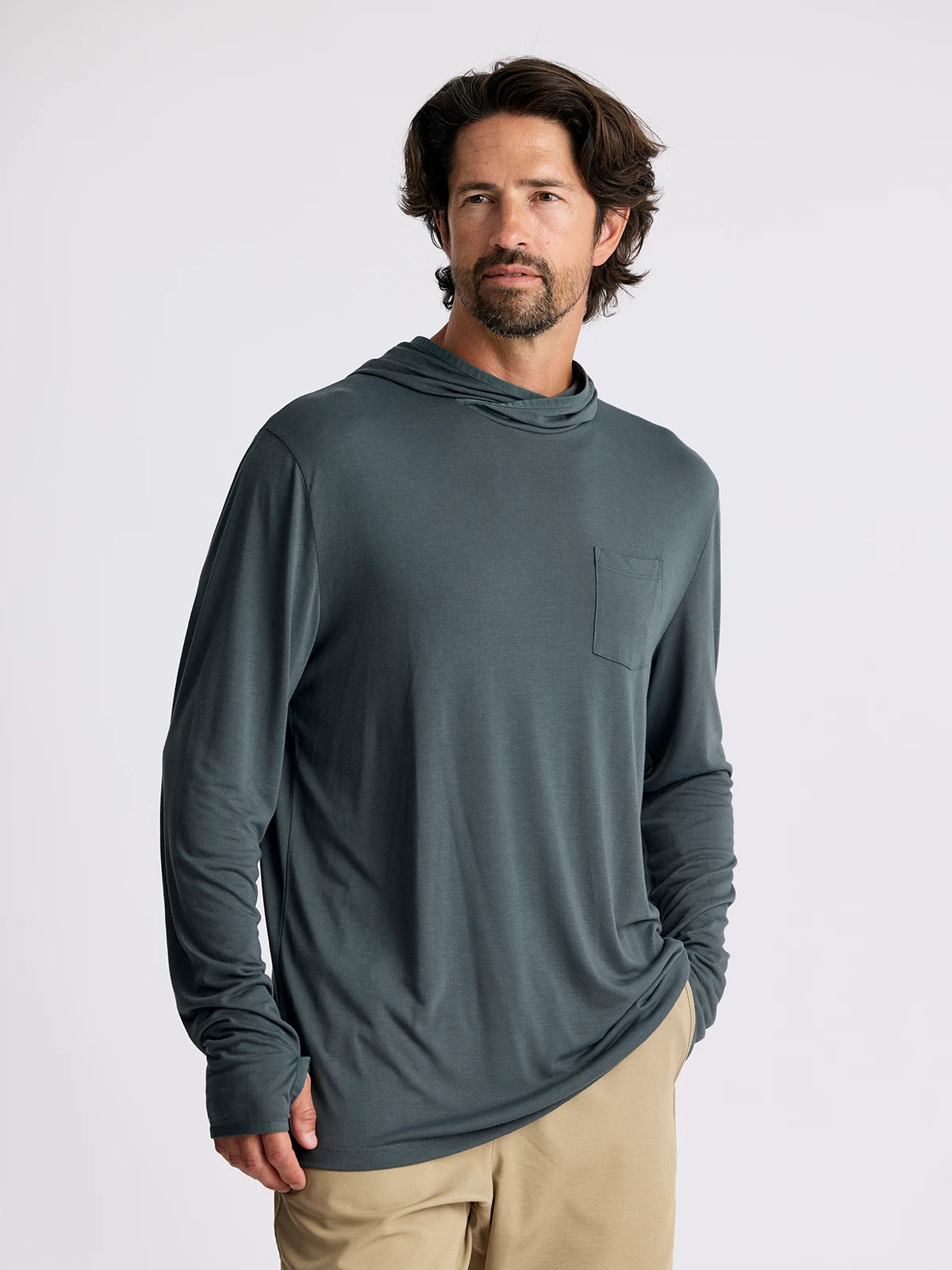 Men s Bamboo Lightweight Hoodie Midnight Free Fly Apparel