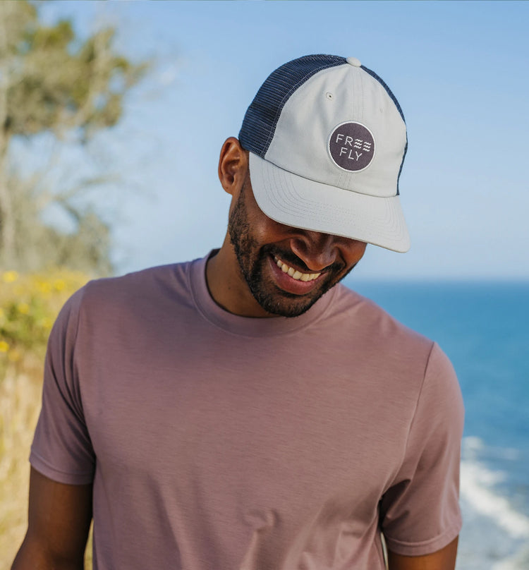 Low Pro Badge Trucker Hat - Washed Navy