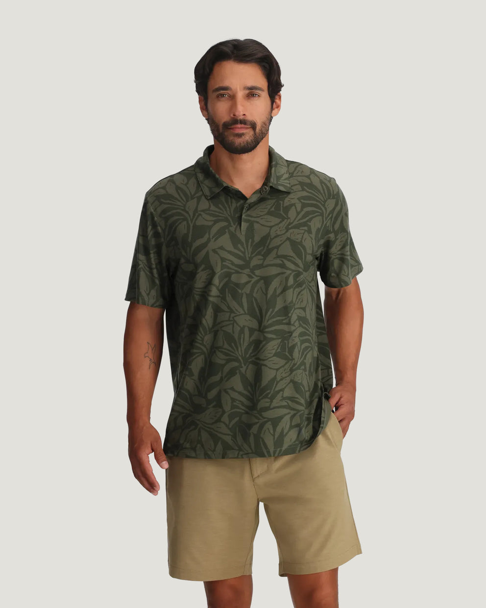 Men's Elevate Polo - Canopy Print Dark Forest