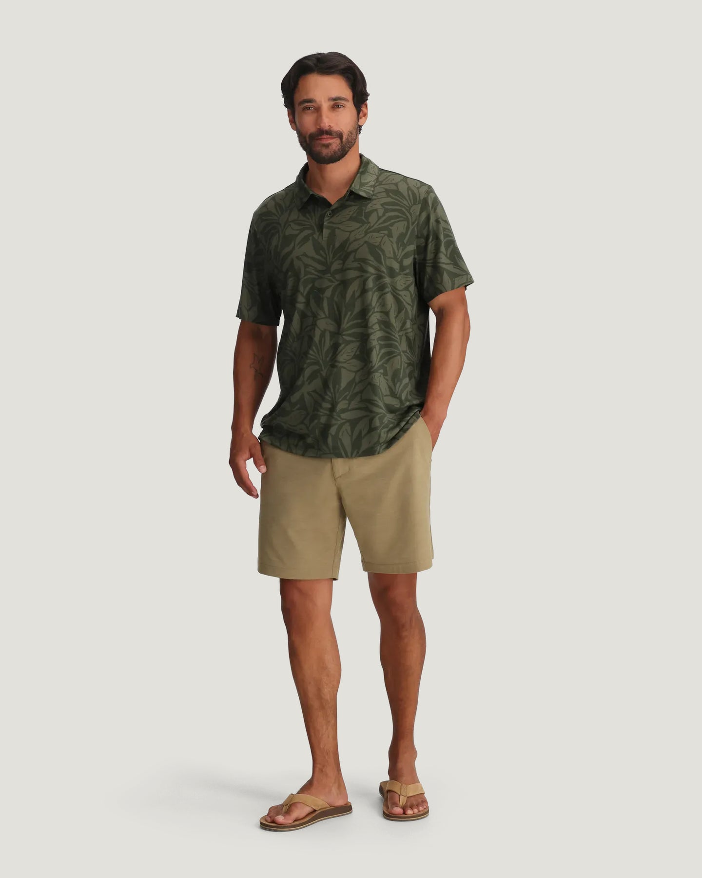 Men's Elevate Polo - Canopy Print Dark Forest