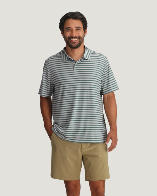 Men's Elevate Polo - Smooth Sailing Stripe Heather Aspen Grey