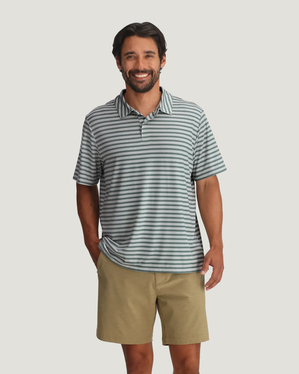 Men's Elevate Polo - Smooth Sailing Stripe Heather Aspen Grey