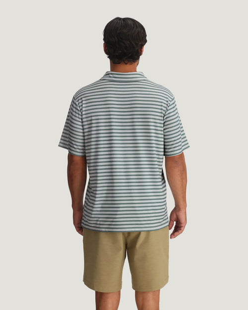 Men's Elevate Polo - Smooth Sailing Stripe Heather Aspen Grey