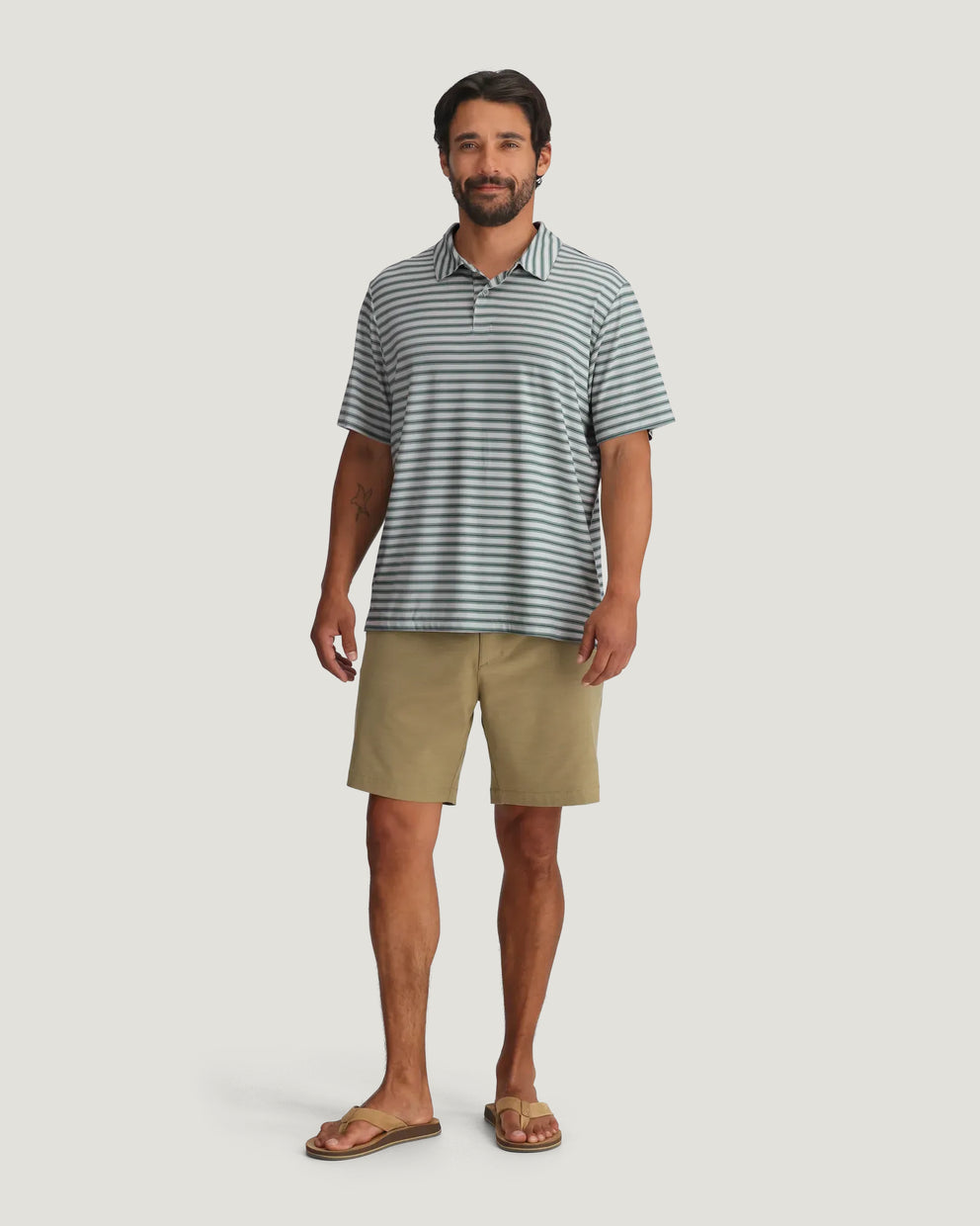 Men's Elevate Polo - Smooth Sailing Stripe Heather Aspen Grey