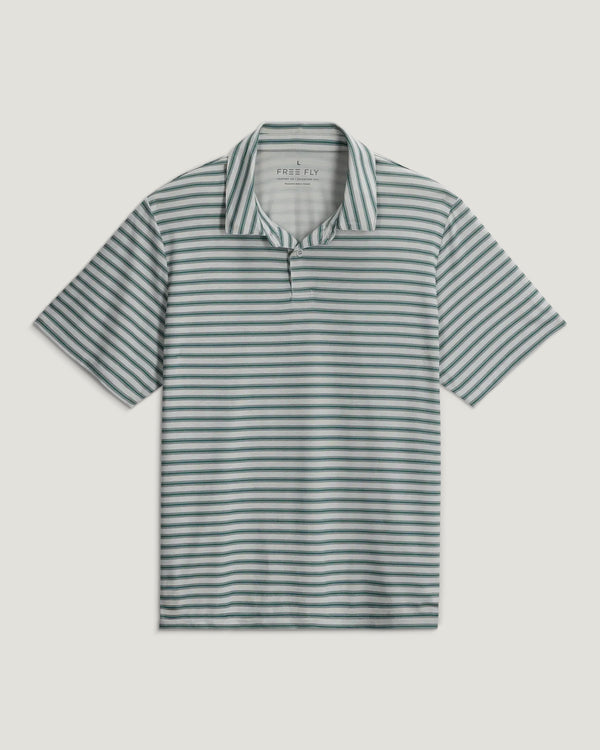 Men's Elevate Polo - Smooth Sailing Stripe Heather Aspen Grey