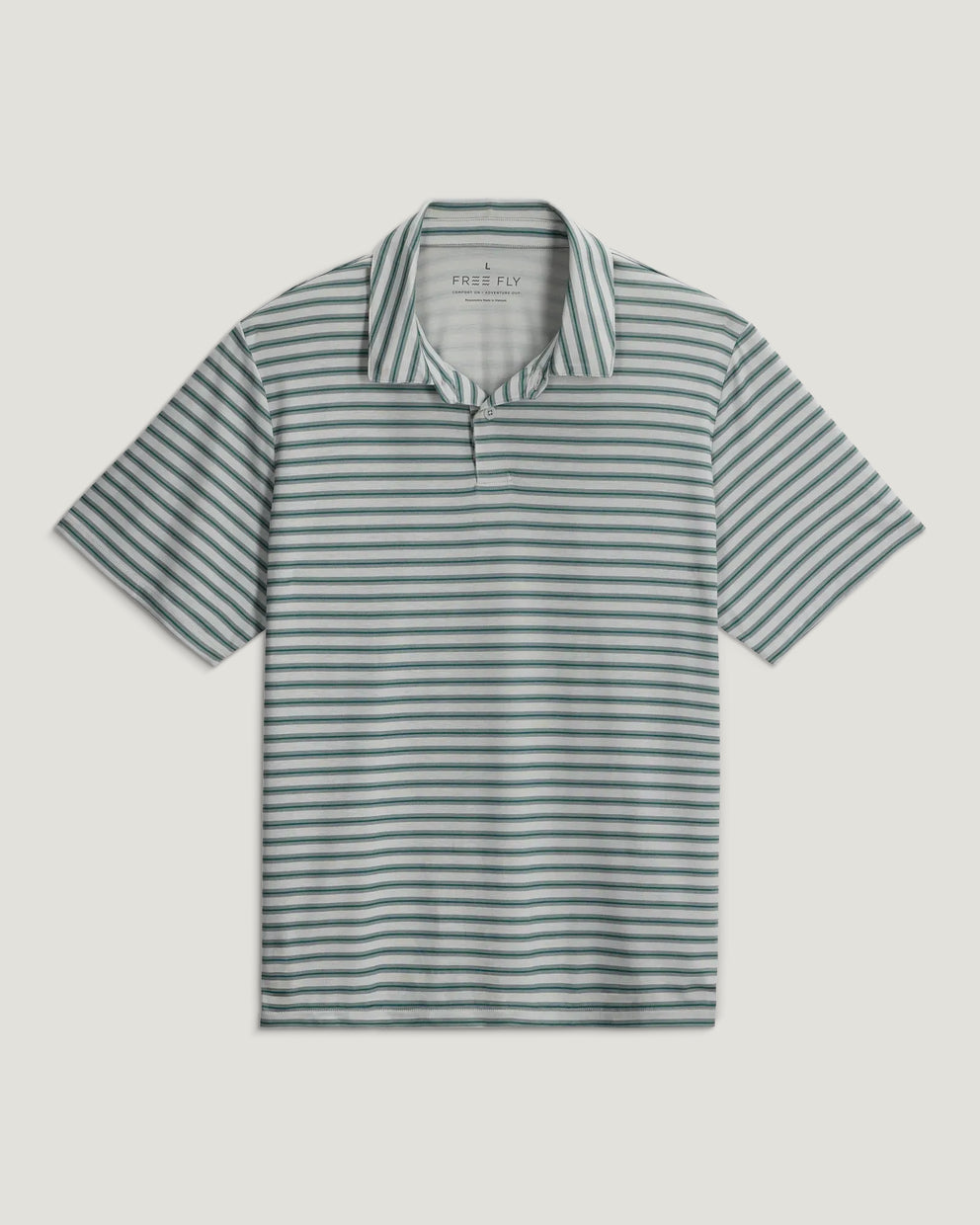 Men's Elevate Polo - Smooth Sailing Stripe Heather Aspen Grey