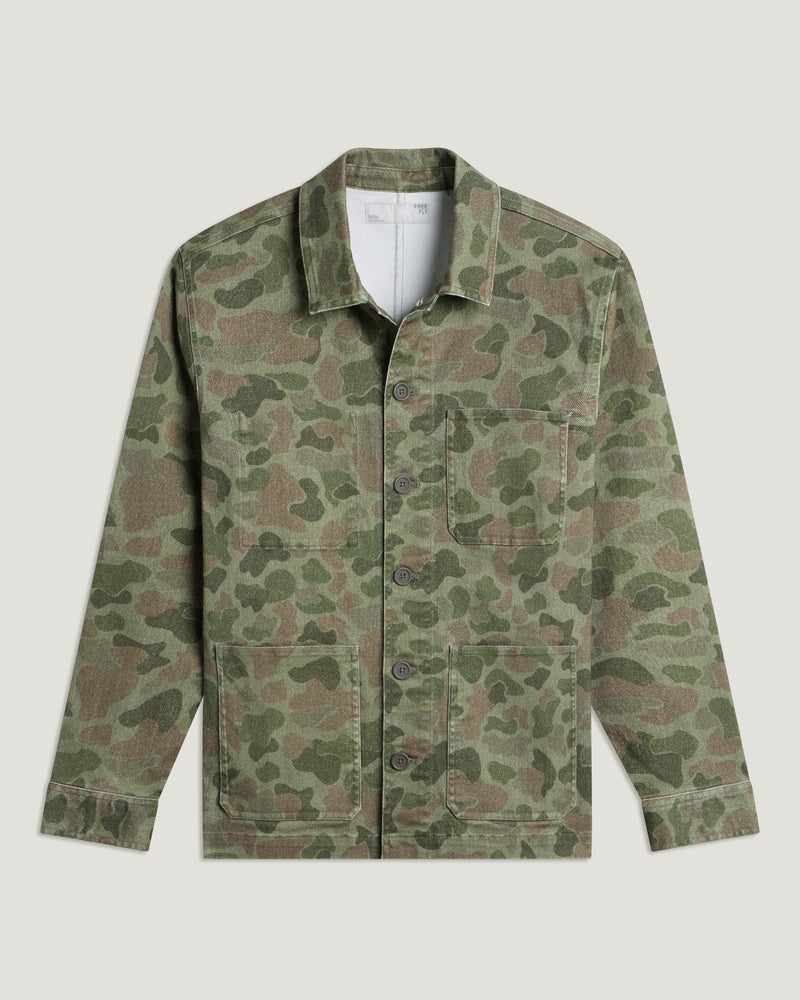 Men's Folly Twill Chore Coat - Vintage Camo Oil Green