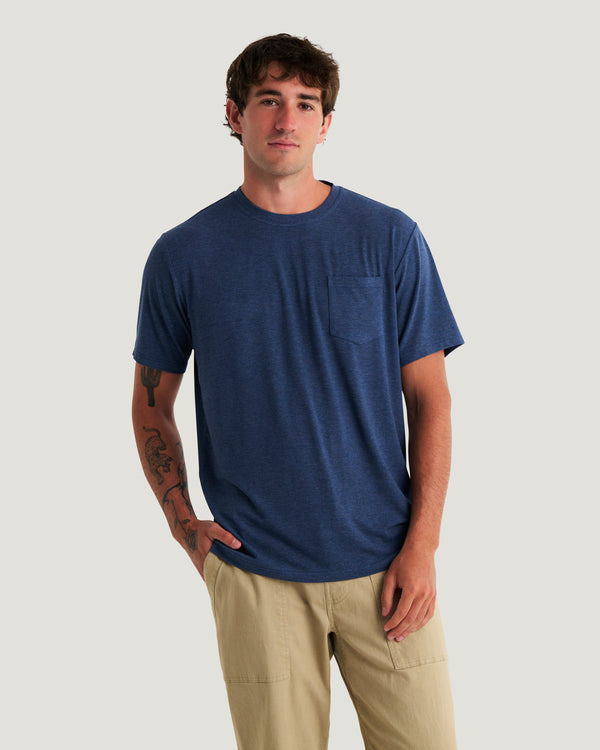 Men's Bamboo Flex Pocket Tee - Heather True Navy
