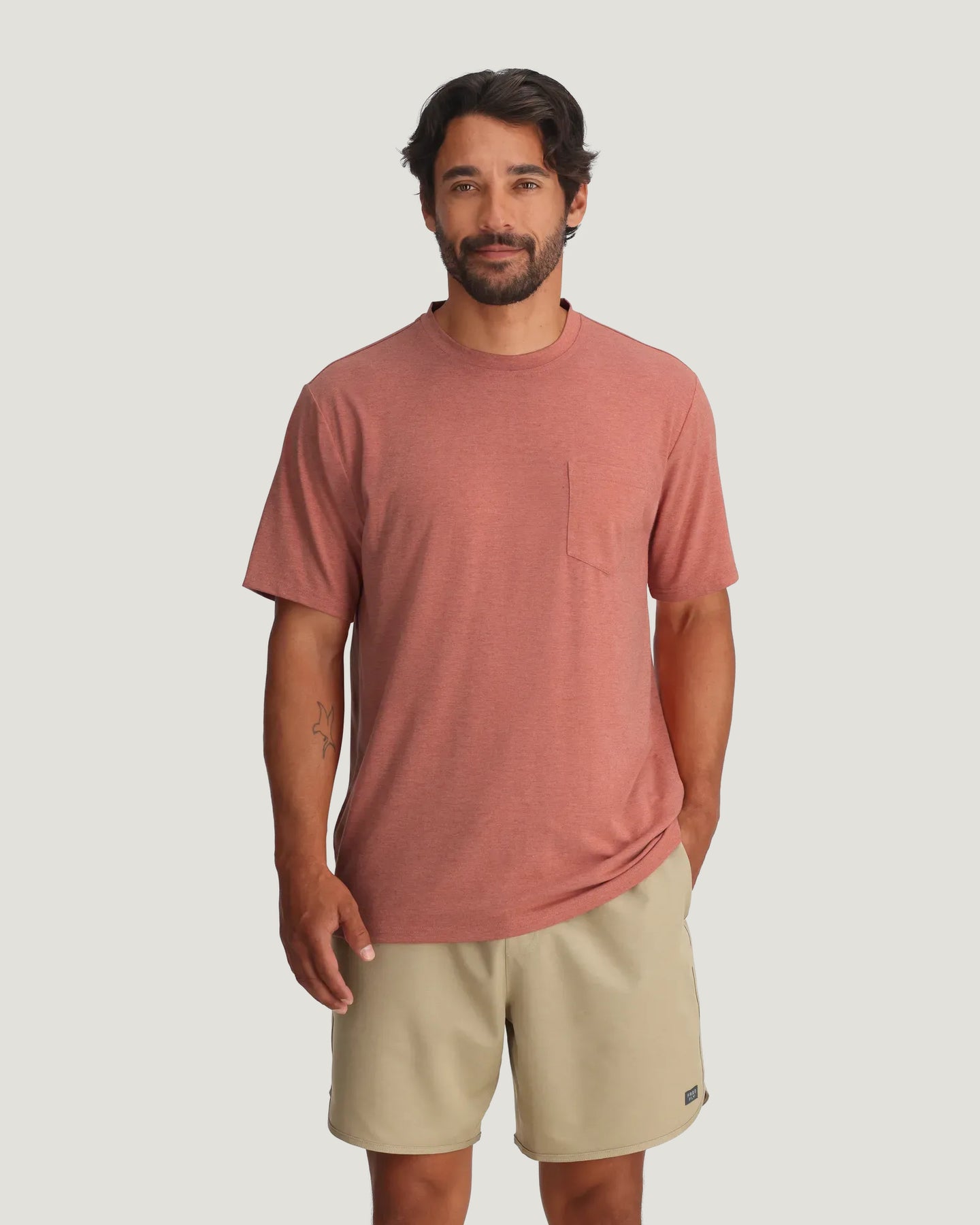 Men's Bamboo Flex Pocket Tee - Heather Red Clay