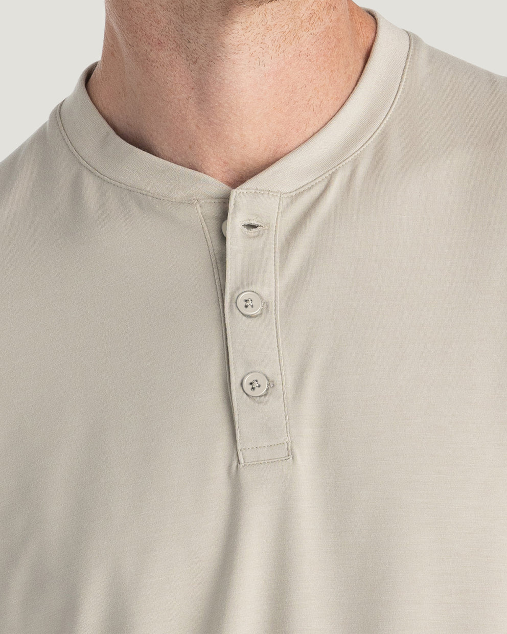 Men's Bamboo Flex Long Sleeve Henley - Sandstone