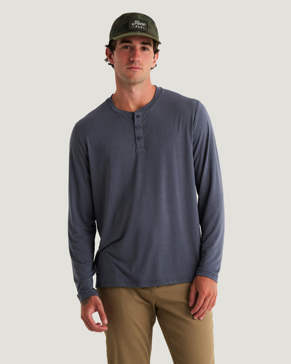 Men's Bamboo Flex Long Sleeve Henley - Storm Cloud