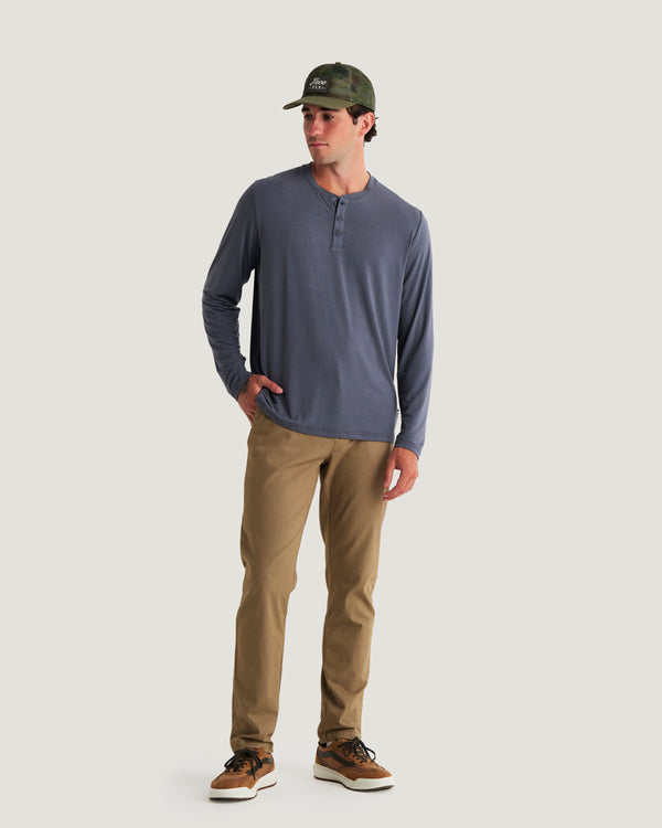 Men's Bamboo Flex Long Sleeve Henley - Storm Cloud