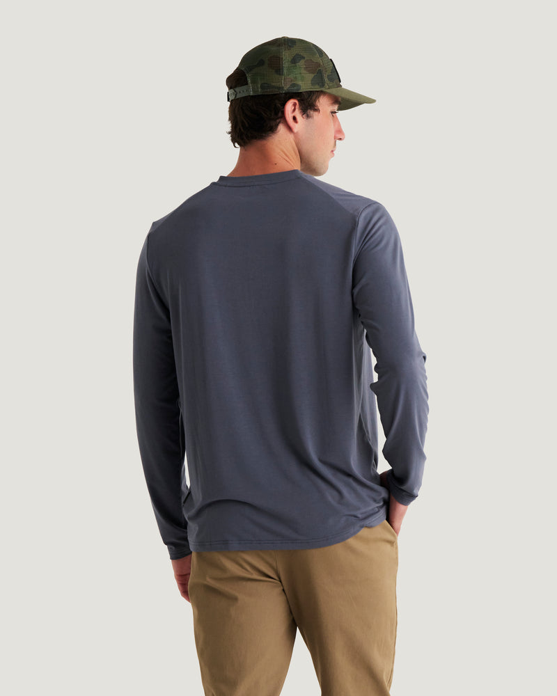 Men's Bamboo Flex Long Sleeve Henley - Storm Cloud