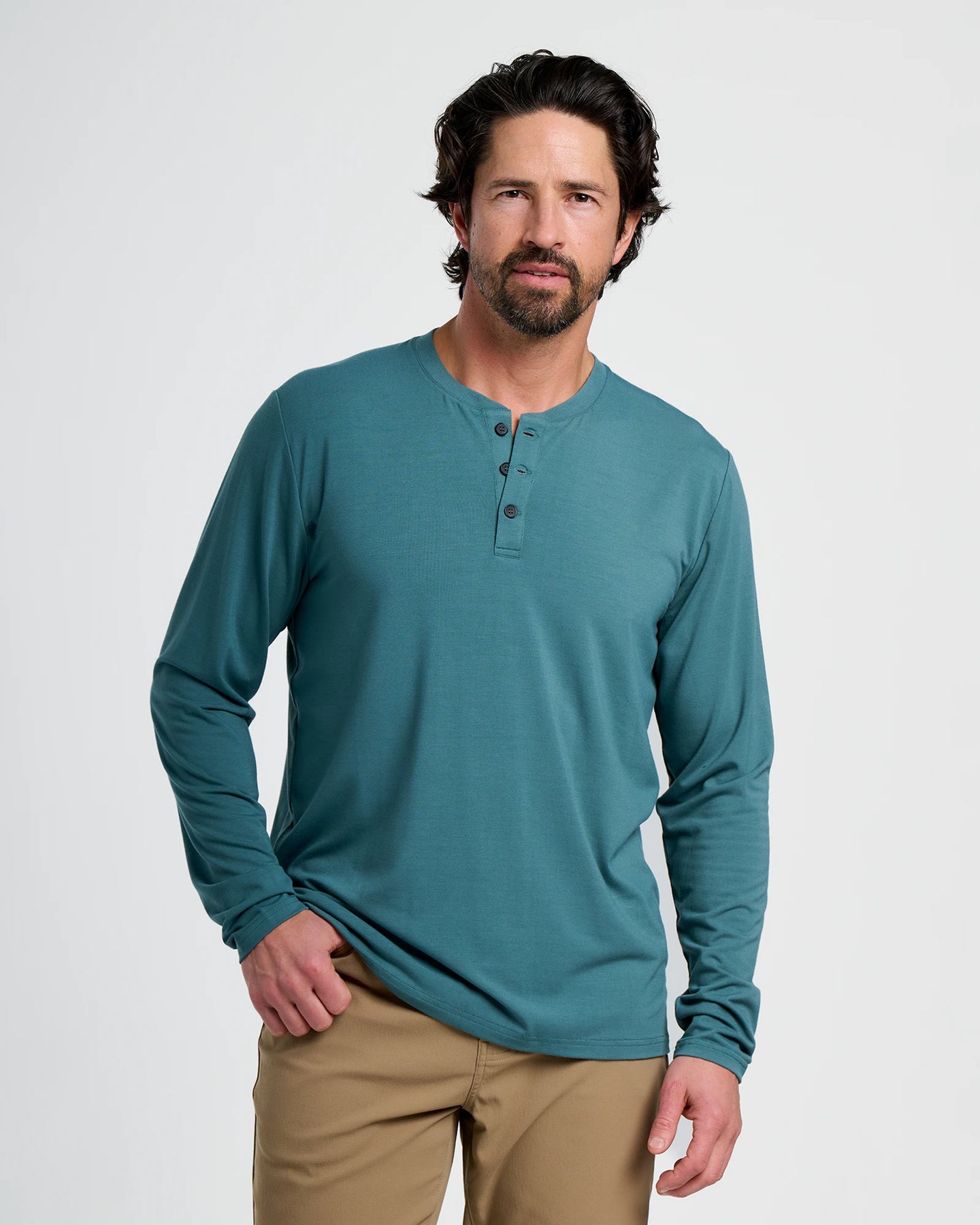 Men's Bamboo Flex Long Sleeve Henley - Sea Pine