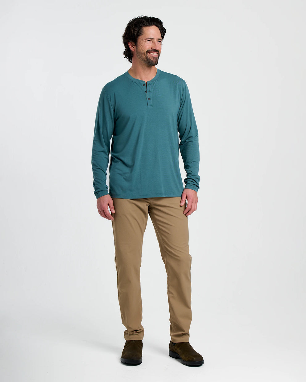 Men's Bamboo Flex Long Sleeve Henley - Sea Pine