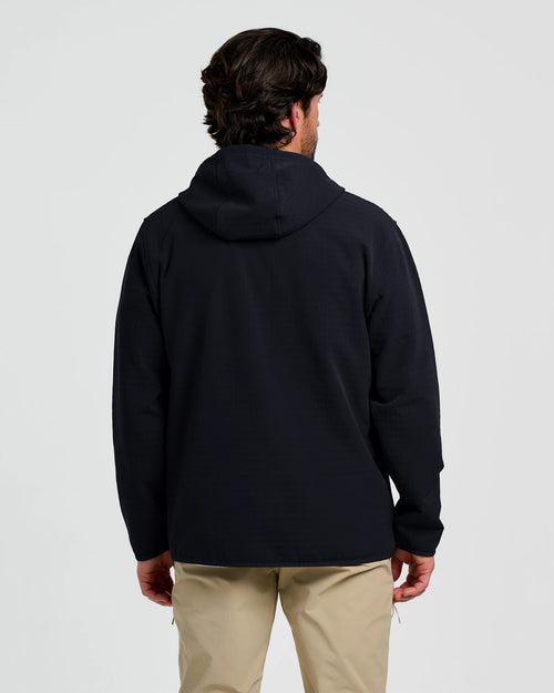 Men's Gridback Fleece Anorak Hoodie - Black