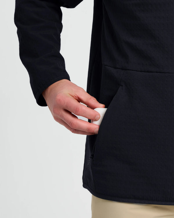 Men's Gridback Fleece Anorak Hoodie - Black